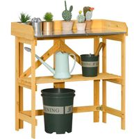 Outsunny Table de rempotage pliable - table de jardinage avec étagère plateau acier galvanisé avec rebord - table de plantation