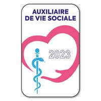 Autocollant Sticker - Vignette Caducée 2023 pour Pare Brise en Vitrophanie - V1 Auxiliaire de Vie Sociale  Auxiliaire De Vie Sociale