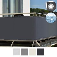 Sol Royal Brise vue pour balcon 500x90cm Anthracite SolVision PB2 PES en Polyester avec oeillets et cordons
