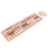 Clavier souris sans fil 104 touches ergonomique mignon jeu informatique d'ordinateur couleur de thé au lait sucré couleur mélangée