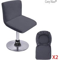 Levoberg Housse de Tabouret de Bar avec Dossier Extensible Couverture de Chaise Haute de Bar Epais Housse de Chaise de Salle à Manger Pivotante Lavable 2 Pièces Gris foncé