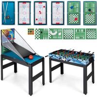 COSTWAY Table de multi-jeux 15 en 1-Basket-Babyfoot-Billard-Hockey-Bowling-Ping-pong-Jeu de palets-Accessoires-123 x 105 x 90,5 cm