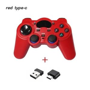 MANETTE JEUX VIDÉO Rouge Type-C - Manette de jeu OTG sans fil pour Android, 2.4GHz, contrôleur de jeu, joystick pour smartphones
