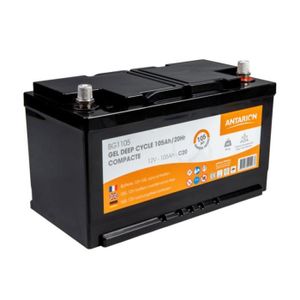 BATTERIE VÉHICULE ANTARION Batterie GEL 105Ah 1000 Cycles Monobloc compact Camping-Car Noir