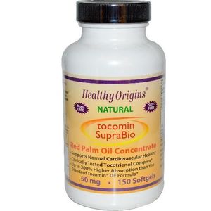 COMPLEMENTS ALIMENTAIRES - VITALITE Healthy Origins, Tocomin SupraBio, huile de palme rouge concentré,50 mg,150 gélules.