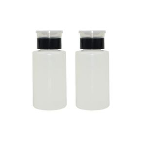 Lot De 2 Flacons à Pompe Vides Pour Dissolvant - 12x6x6 Cm, Avec Bouchon Verrouillable, Blanc Et Noir