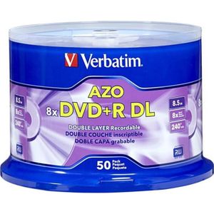 DVD-R VERBATIM DOUBLE COUCHE ENREGISTREMENT VITESSE 8X CAPACITE 8.5GO 1 FACE BOITIER STANDARD 5 UNITES 