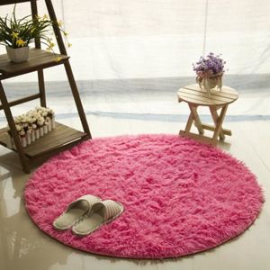 TAPIS Style rose rouge Diamètre 100cm 16 couleurs moelleux rond tapis épaissir doux tapis pour salon Shaggy tapis moderne tapis enfants