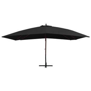 PARASOL Parasol suspendu avec mât en bois 400x300 cm Noir GAROSA7842689632782