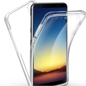 HOUSSE - ÉTUI Coque Galaxy A7 2018 Silicone, Etui pour Samsung A7 2018 Transparente 2 en 1 Bumper Protection Integral 360 Degrès TPU Souple Avant