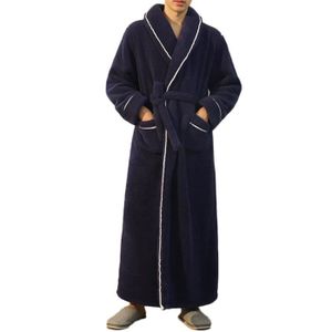 Homme en coton à manches longues robe de chambre Peignoir bleu marine M-XL sommeil Lounge