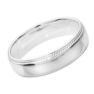 ALLIANCE - SOLITAIRE Bague de Mariage-Alliance Homme-Femme Milgrain 5mm