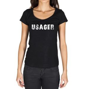 T-SHIRT Femme Tee-Shirt Usager T-Shirt Vintage Noir