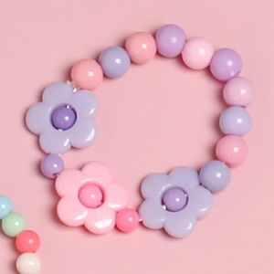 KIT BIJOUX Ensemble de bijoux tendance pour enfants, collier et Bracelet, perles de fleurs colorées en acrylique, dessin animé QT52962996