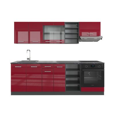 Vicco Cuisine R-Line 160cm Anthracite/Rouge/Haute brillance