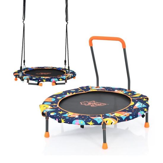 LIFEZEAL 3 en 1 Trampoline avec Enfant Balançoire Amovible Barre Horizontale, Extérieur 190x124x222 cm Charge 100 kg, Intérieur ,Orange | Leroy Merlin LIFEZEAL 3 en 1 Trampoline avec Enfant Balançoire Amovible Barre Horizontale, Extérieur 190x124x222 cm Charge 100 kg, Intérieur ,Orange | Leroy Merlin