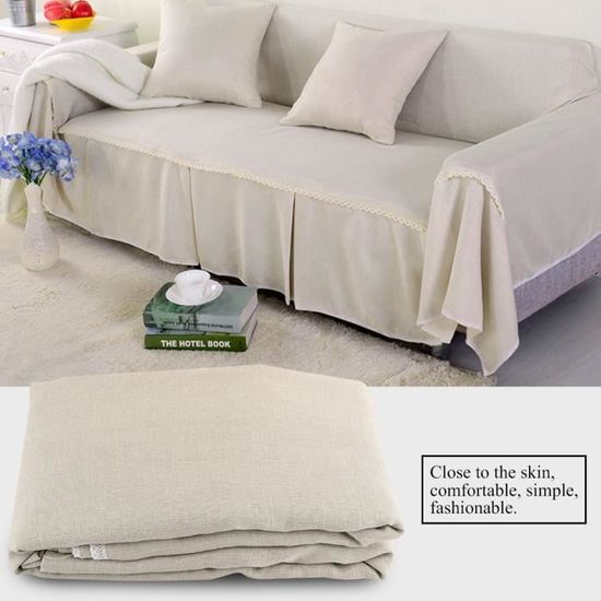 4 Siège Housse de canapé de protection confortable de chaise Couverture De divan tapis 215*350cm- crème