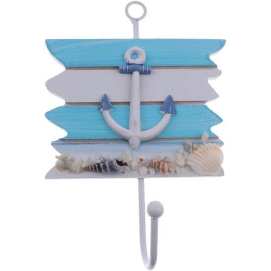 Porte-manteau Décoratif En Forme De Poisson - Style Méditerranéen, Bois Et Résine - 23,5x7,8x5 Cm - Pour Maison Ou Bureau