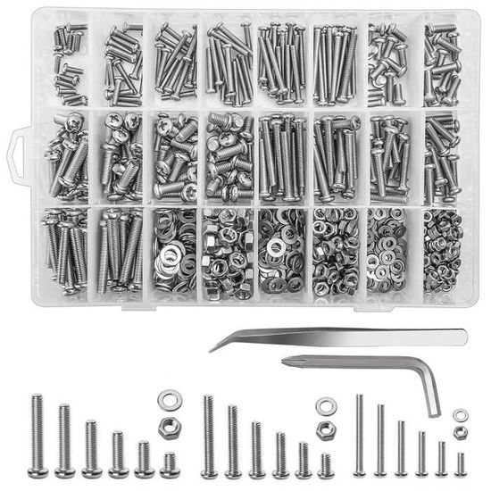 VBESTLIFE assortiment de boulons et d'écrous 440pcs M3 M4 M5 Acier