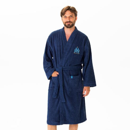 Peignoir Enfant OM Olympique De Marseille - 100% Coton Bouclette - Taille 6/8 Ans (Garçon) - Bleu - Certifié OEKO-TEX