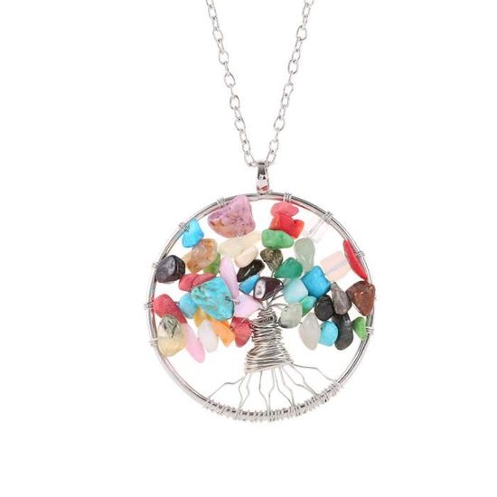 Pendentif Chakra Femme Avec Pierres Gemmes Interchangeables – 23 Mm – Lot De Pierres Naturelles (Amazonite, Quartz Rose, Améthyste, Etc.) – Bijou Personnalisable
