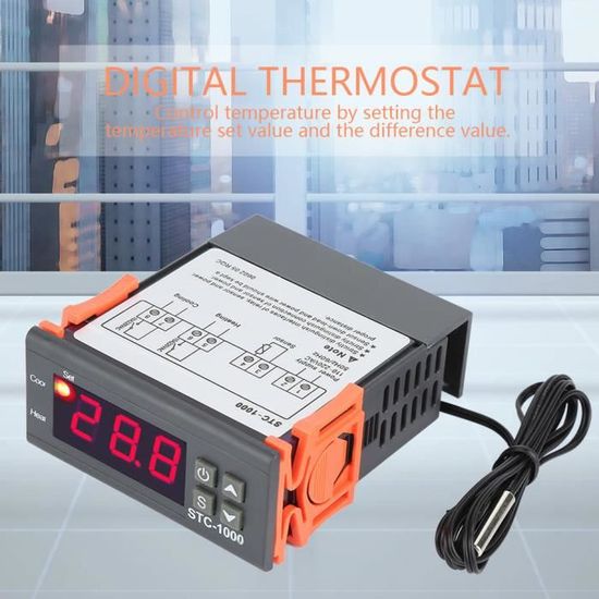 Régulateur de température, thermostat Stc-1000, protection contre les retards de sortie Cool And Heat -50 ℃ ~ 99 ℃ pour Zoo