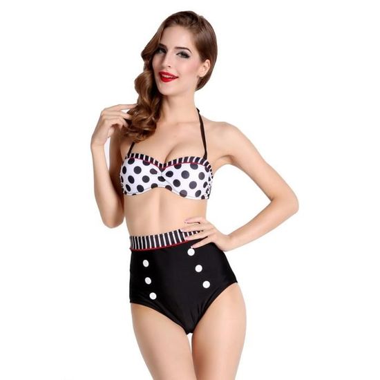 Bslingerie/® Femme Retro Taille Haute Bikini Maillots
