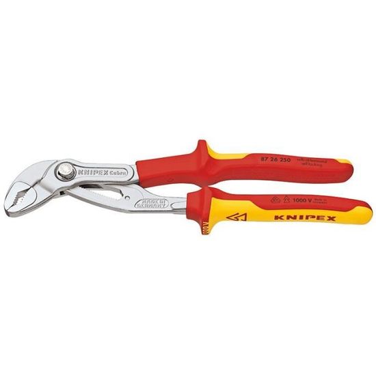 Pince Cobra Knipex VDE 250mm Isolée - Autobloquante, Avec Œillet Antichute