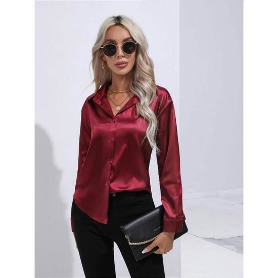 TOMWELL Chemisier Femme Col V Blouse Élégant Haut Manches Longues Tunique Ample Fluide Mousseline De Soie Chic Vintage T-Shirt Femme Tops Mousseline Décontrac Dès 10,99 € - Sur