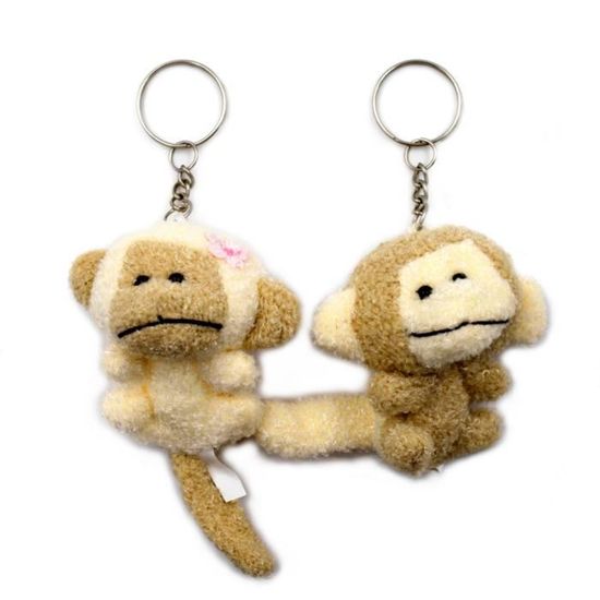 Lot de 2 porte clés singes garçon et fille 9cm - RC004293
