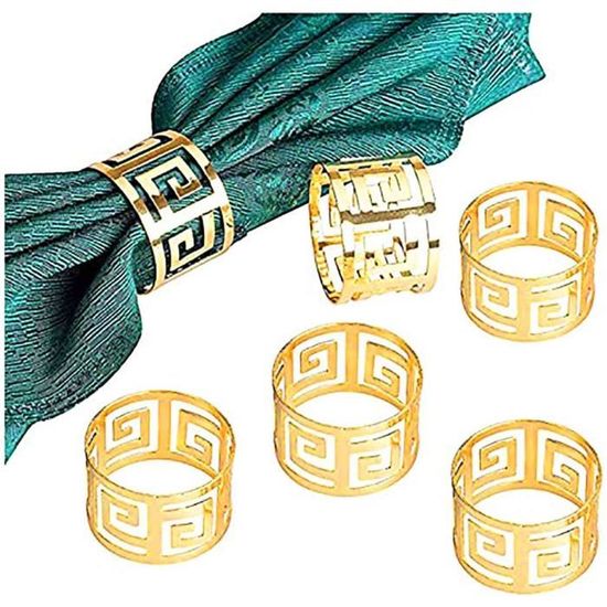 Lot De 10 Ronds De Serviette En Métal Doré Vintage - Pour Mariage, Noël, Décoration De Table - 7