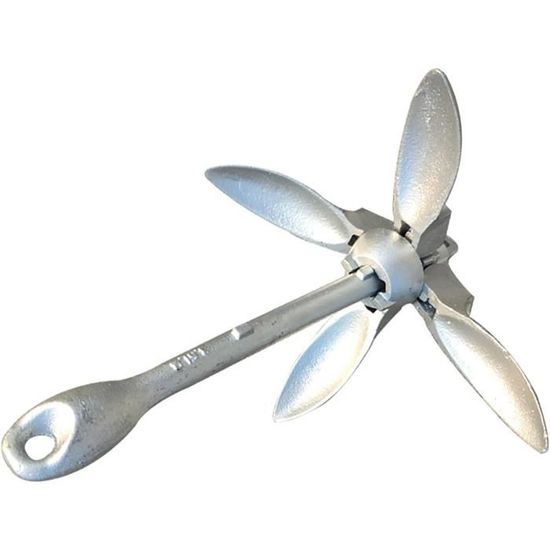 Ancre Marine Pliante Aluminium Avec Corde Jaune - Ancre Kayak Bateau Robuste Pour Pêche Et Loisirs Nautiques