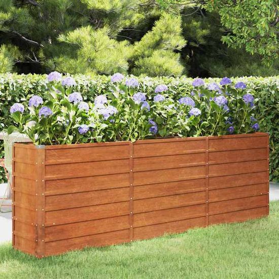 Lit Surélevé Jardin Acier Galvanisé - 100x100x36 Cm - Couleur Anthracite - Pour Terrasse, Balcon - 14