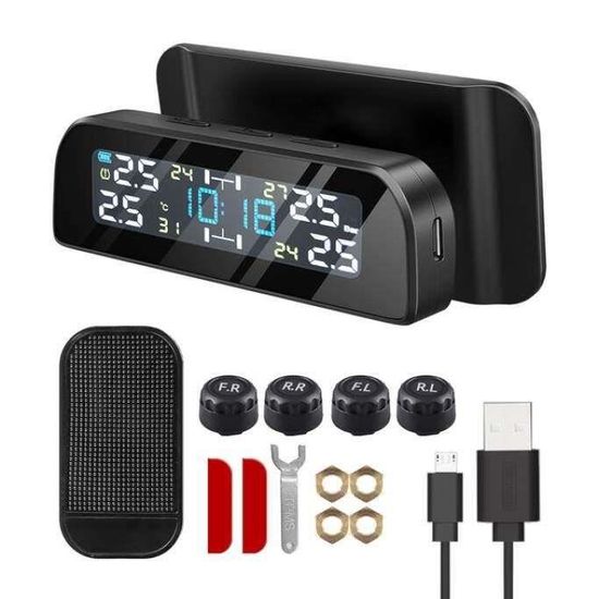 Moniteur De Pression Des Pneus Sans Fil Solaire Universel TPMS C260 Testeur De Pression Des Pneus De Voiture En Temps Reel Avec Ecran Lcd Et 4 Capteurs Externes17511555cm 78803124