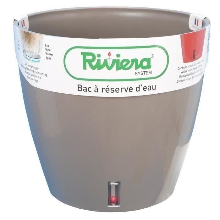 Pot de fleur rond en plastique RIVIERA EVA NEW Avec réserve d'eau Ø 46 cm 49