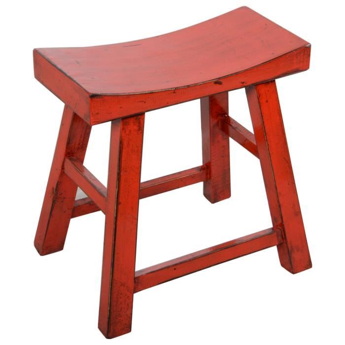 Tabouret Chinois Rouge Brillant L46xP22xH47cm