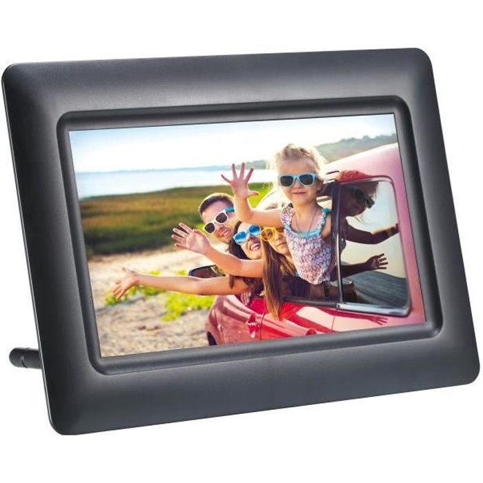 AGFA PHOTO Realiview APF700 – Cadre Photo Numérique - 7 Pouces (LED 1024x600, Affichage Photo, Horloge,Programmable) - Noir