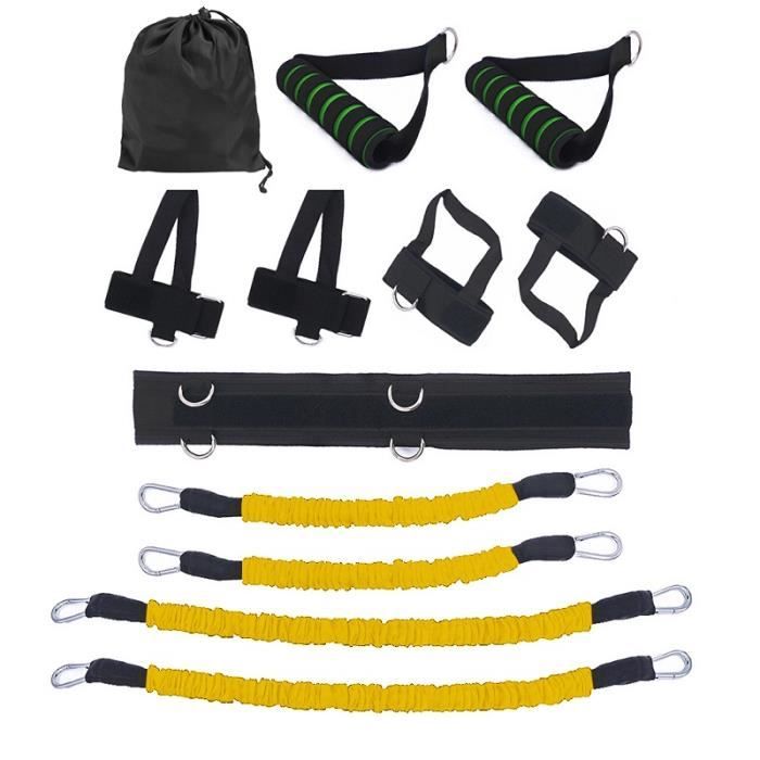 12 pcs-ensemble Bandes de Elastique Résistance pour entraînement de boxe Taille et Jambes exercice fitness Jaune