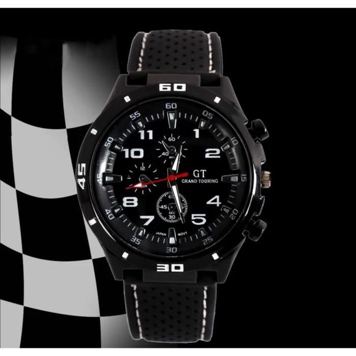 MONTRE HOMME NOIRE GT FRAND TOURING + 2EME PILE OFFERTE