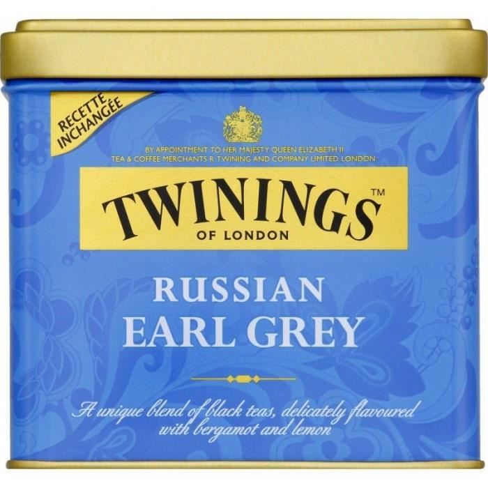 LOT DE 3 - TWININGS Thé Russian Earl Grey - boite de 150 g