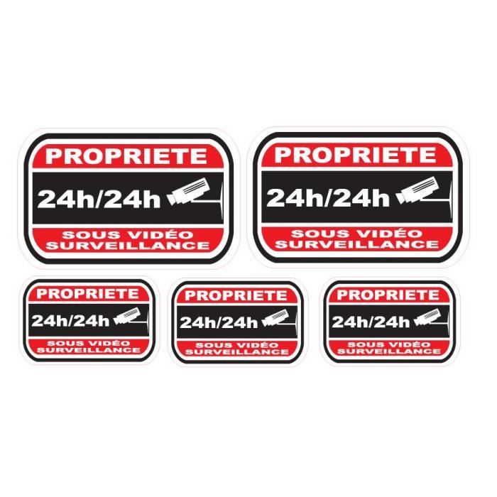Lot de stickers vidéosurveillance -Propriété-