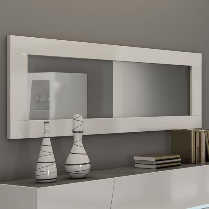 Grand miroir mural blanc laqué design JOSHUA L 180 x P 4 x H 57 cm Blanc