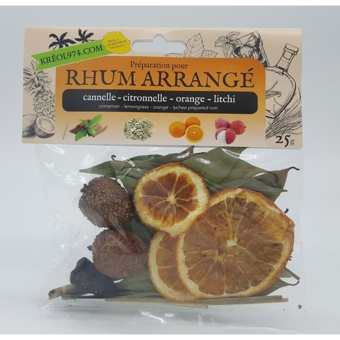 Préparation pour Rhum Arrangé CANNELLE – CITRONNELLE – ORANGE – LITCHI