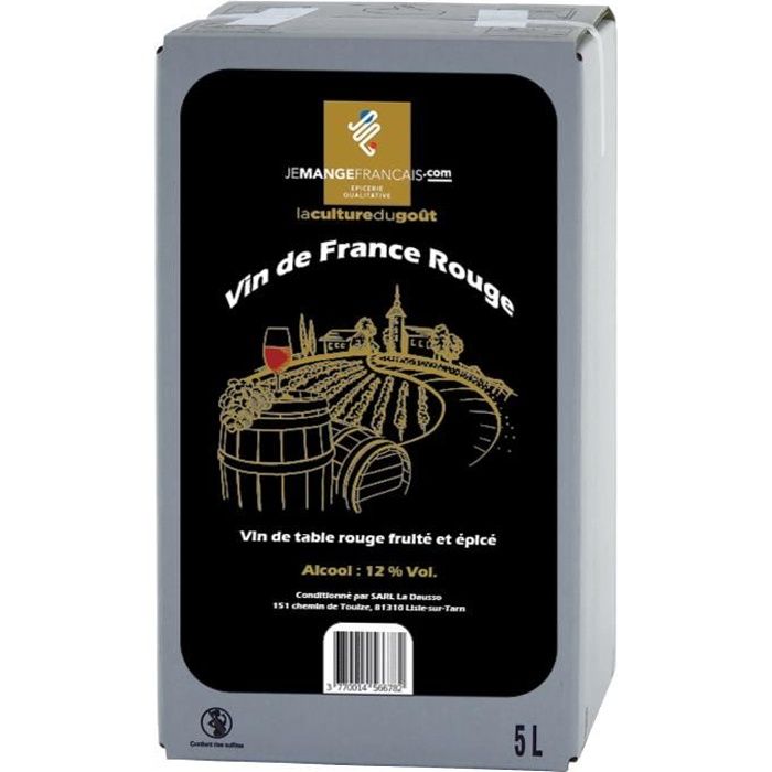 Vin de Table Rouge en Cubi 5 litres - Vin de France
