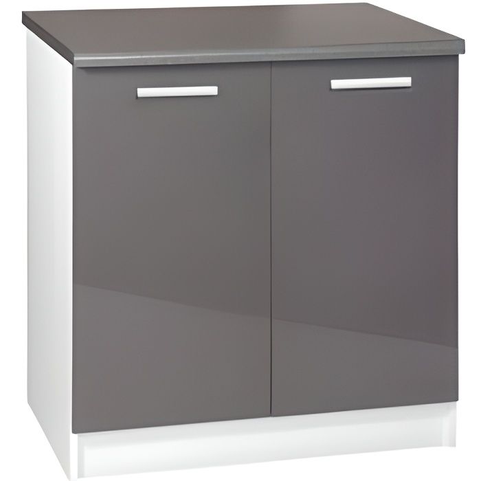 Meuble cuisine bas 80 cm 2 portes TARA gris