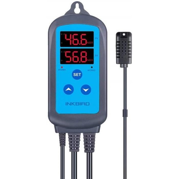 Inkbird IHC-200 2 Relais 220V Digital Hygrostat avec Sonde, Humidification & Dehumidification Hygromètre Prises Contrôleur pour P