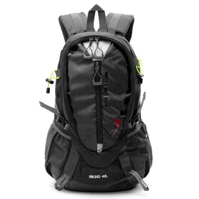 40L sac à dos extérieur sport voyage unisexe imperméable noir Me41277