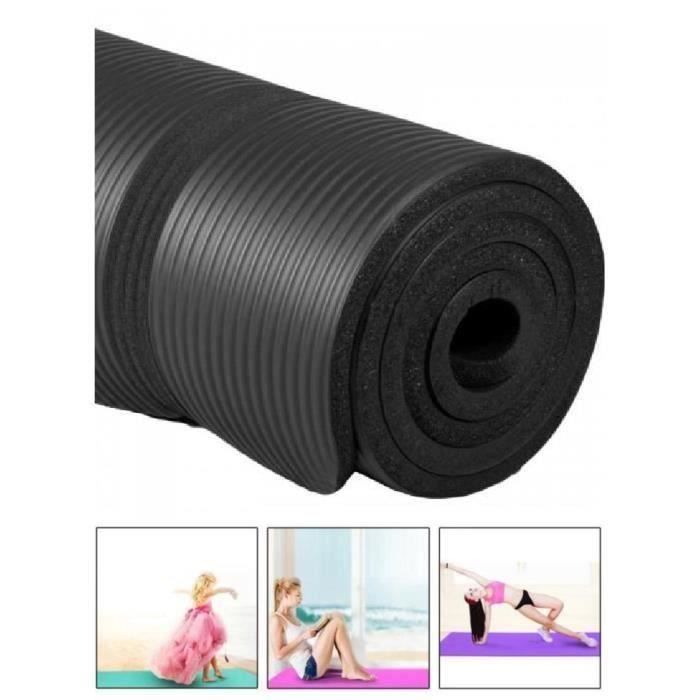 Tapis en mousse pour le sport à domicile NOIR , Tapis de gymnastique, Tapis de yoga en Mousse 183 cm x 60 cm x 1 cm