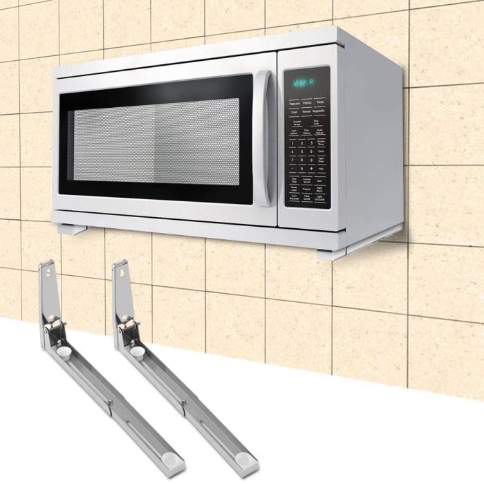 Support étagère Inox épaisseur évolutive pliable cuisine Rack micro-ondes support mural Hauteur 20cm