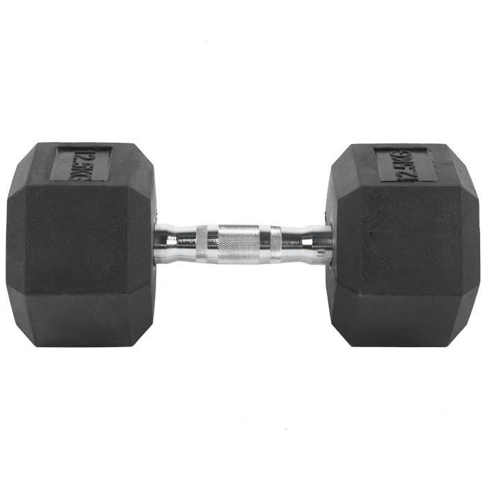 Haltères hexagone en Caoutchouc et Fer /Dumbbell 2 x 12,5KG / Musculation Fitness pour Homme et Femme